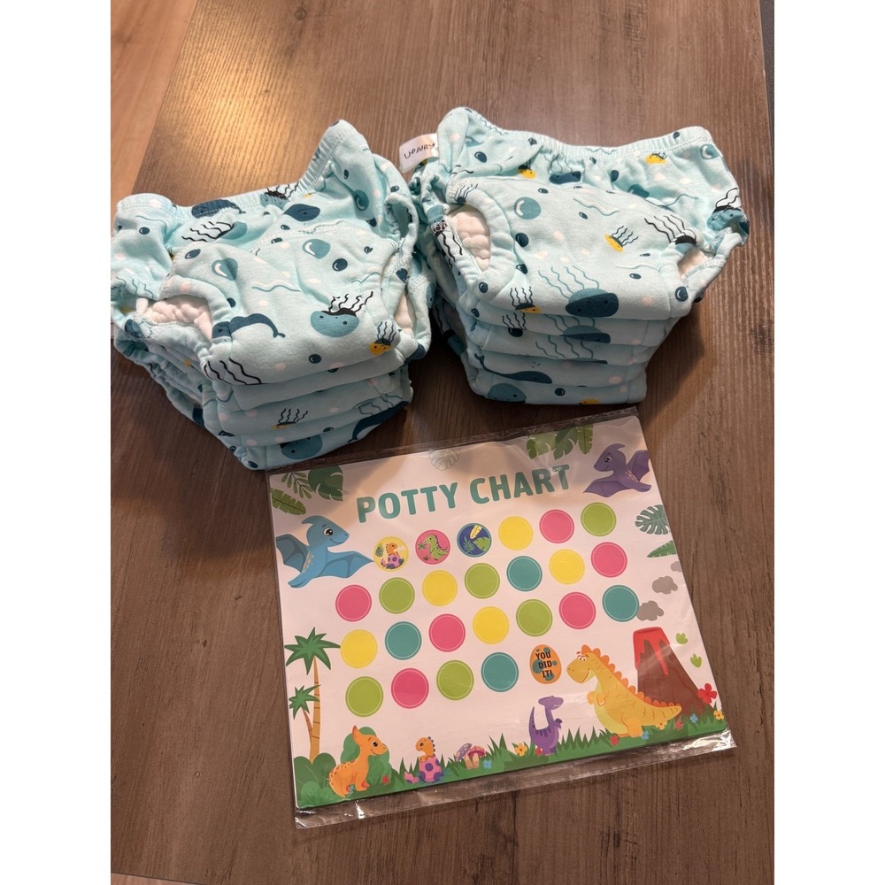 UpAiry Potty Training Underwear XL Blue Whale Jellyfish 10 Pack & Reward Chart